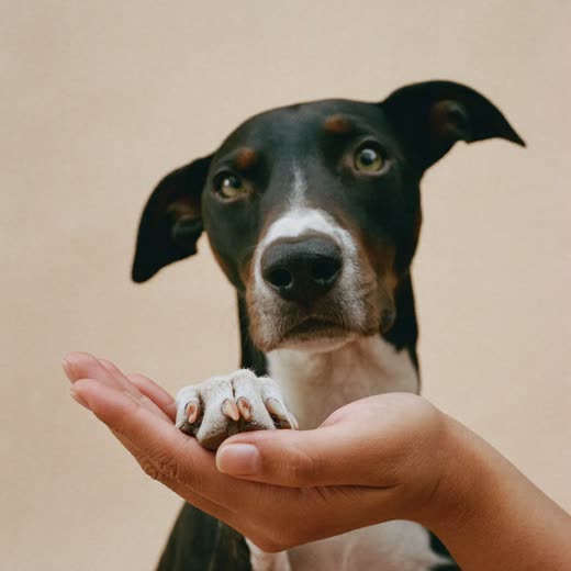 A dog's paw with neatly clipped nails